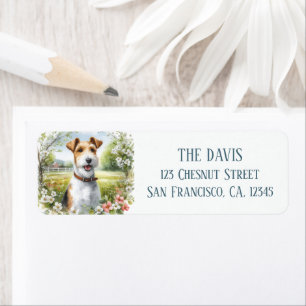 Watercolor Spring Field of Flowers Fox Terrier -