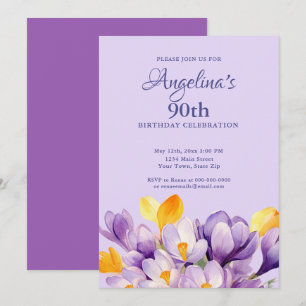 Watercolor Spring Floral 90th Birthday Invitation
