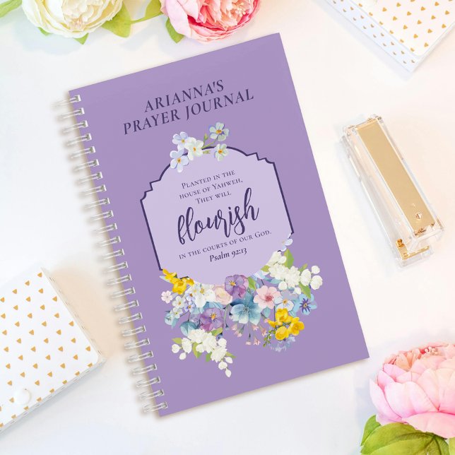 Watercolor Spring Floral Bible Verse Personalised Notebook (Creator Uploaded)