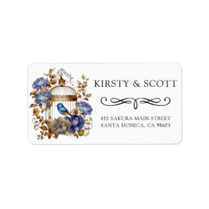 Watercolor Spring Floral Bird Cage Wedding Address Label