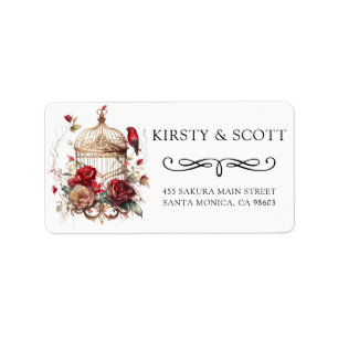 Watercolor Spring Floral Bird Cage Wedding Address Label