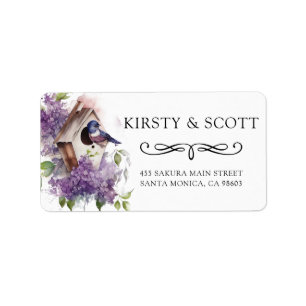 Watercolor Spring Floral Birdhouse Address Label