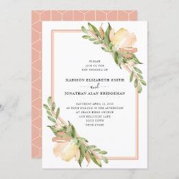 Watercolor Spring Floral Botanical Wedding Invitation