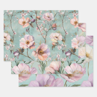 WATERCOLOR SPRING FLORAL DECORATIVE PAPER SET