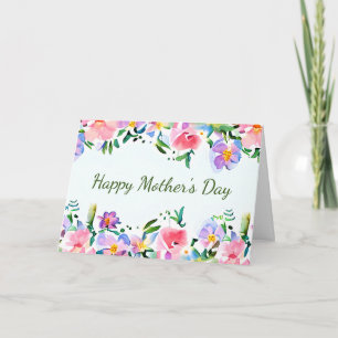 Watercolor spring floral frame custom card