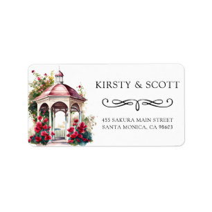 Watercolor Spring Floral Gazebo Wedding Address Label