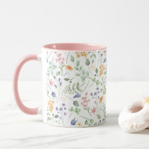 Watercolor Spring Flower Pattern Mug