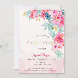 Watercolor Spring Flowers Baby Shower Invitation