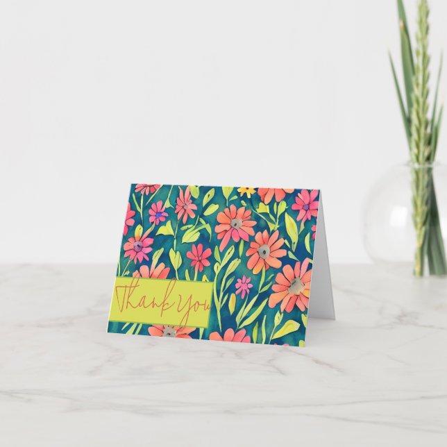 Watercolor spring flowers customisable card (Front)