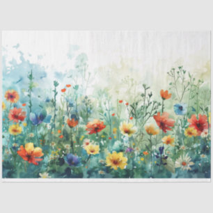 Watercolor Spring Flowers Decoupage Tissue Paper