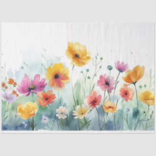 Watercolor Spring Flowers Decoupage Tissue Paper