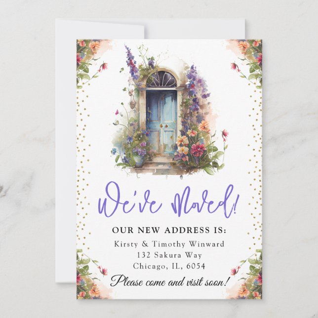 Watercolor Spring Flowers Door New Home Announcement (Front)