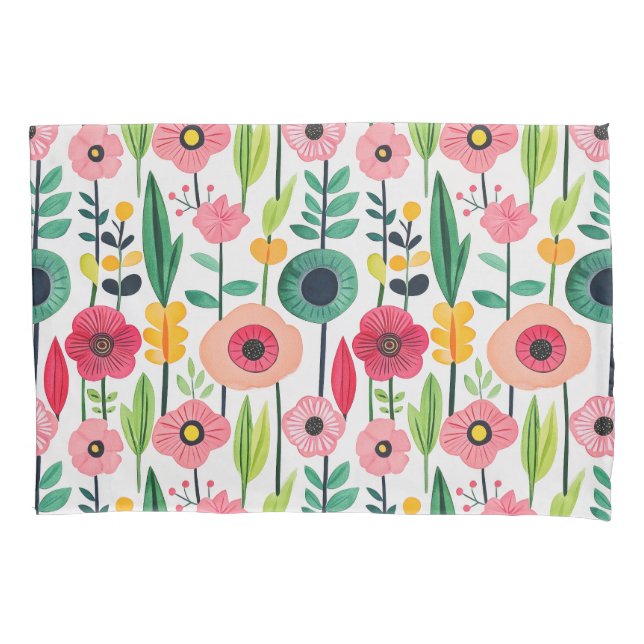 Watercolor Spring Flowers Elegant Pillowcase (Front)