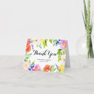 Watercolor Spring Flowers Floral Thank You Card