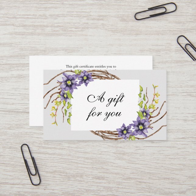 Watercolor spring flowers gift card (Front/Back In Situ)