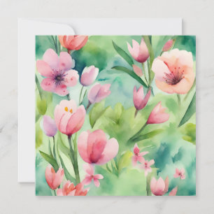 Watercolor Spring Flowers Invitation