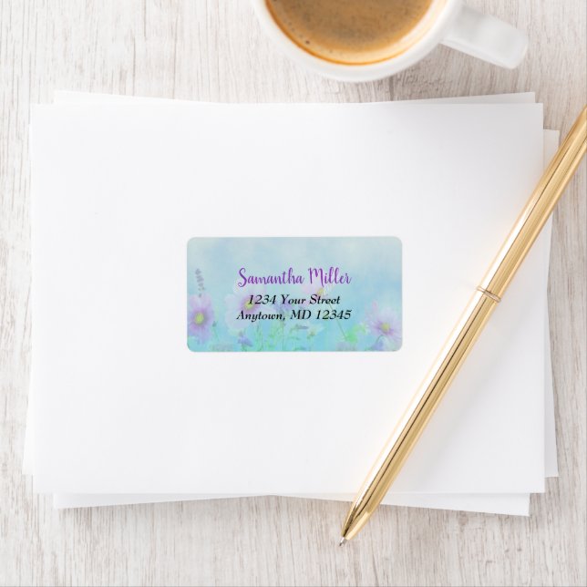 Watercolor Spring Flowers | Pastel Floral Address Label (Insitu)