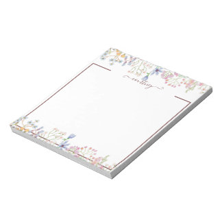 Watercolor spring flowers personalised   notepad