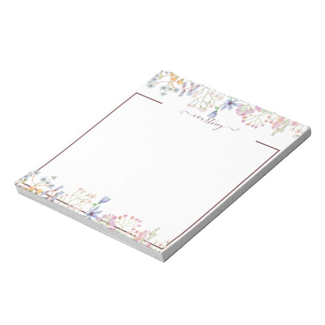 Watercolor spring flowers personalised   notepad (Rotated)