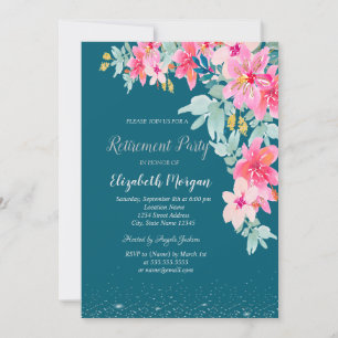 Watercolor Spring Flowers Retirement Invitation