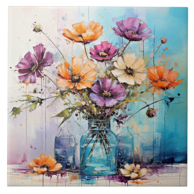 Watercolor Spring Flowers Tile (Front)