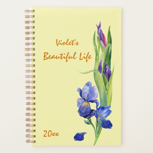 Watercolor Spring Flowers - Yellow Personalised Planner (Front)