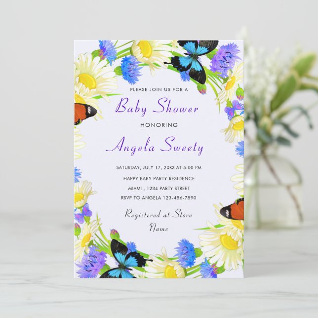 Watercolor Spring Framed Baby Shower Invitation (Standing Front)