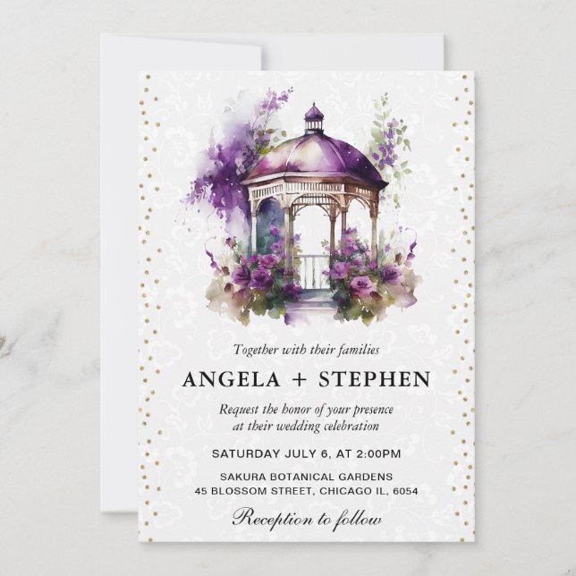 Watercolor Spring Garden Gazebo Wedding Invitation (Front)