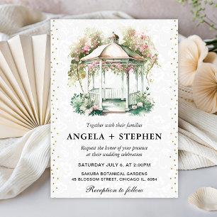 Watercolor Spring Garden Gazebo Wedding Invitation