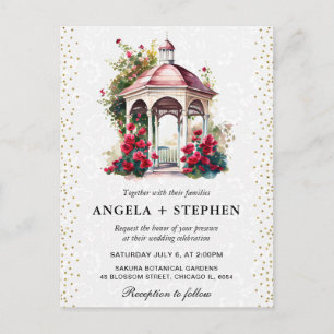 Watercolor Spring Garden Gazebo Wedding Postcard