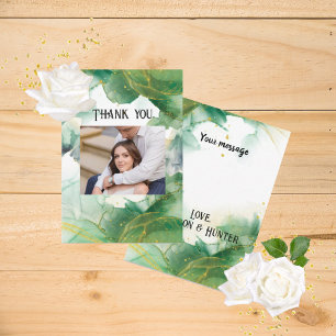 Watercolor Spring Green Thank You Cards