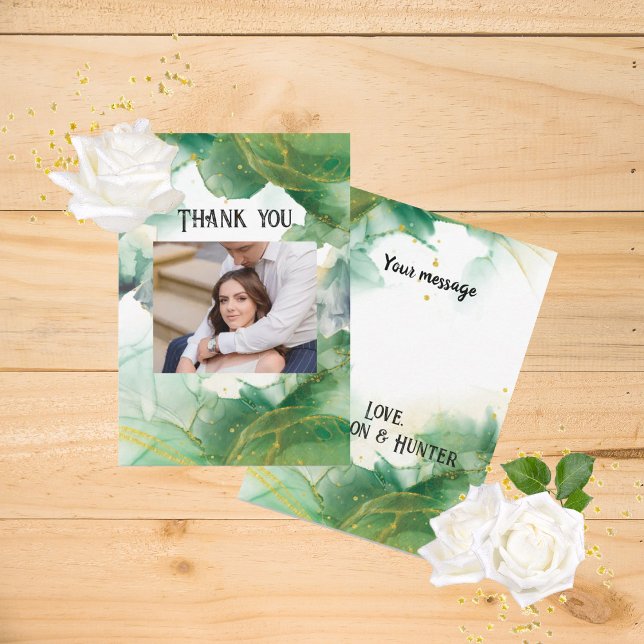 Watercolor Spring Green Thank You Cards (Creator Uploaded)