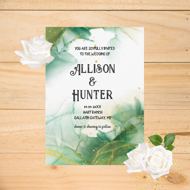 Watercolor Spring Green Wedding Invitations (Creator Uploaded)