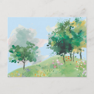 Watercolor Spring Hand drawn  Postcard