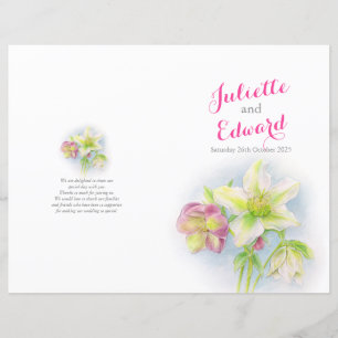 Watercolor spring hellebores wedding program