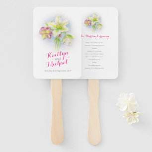 Watercolor spring hellebores wedding program fans