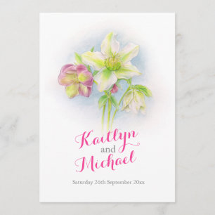 Watercolor spring hellebores wedding programme
