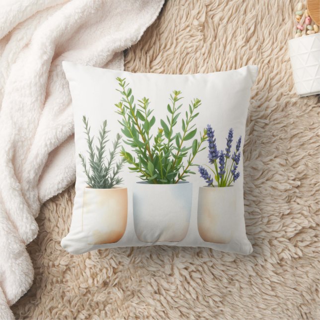 Watercolor Spring Herb Garden Pillow (Blanket)