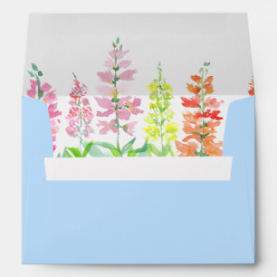 Watercolor Spring Hollyhock Flowers  Envelope