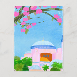 Watercolor spring in Istanbul  Postcard