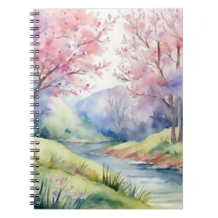 Watercolor Spring Nature Scene Notebook