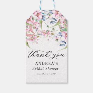 Watercolor Spring Pink Floral Thank You Gift Tags