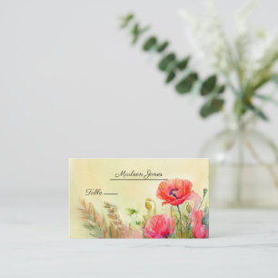 Watercolor Spring Poppies  Place Card