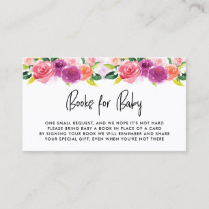 Watercolor Spring Purple Florals Books for Baby Business Card