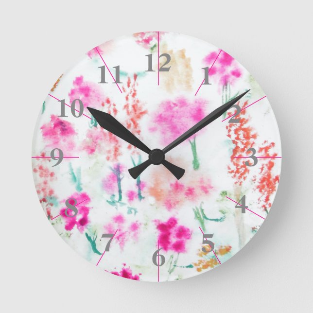 Watercolor Spring Sunshine Flower Garden Clock (Front)