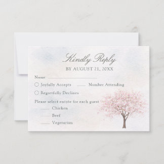 Watercolor Spring Tree Wedding RSVP Card