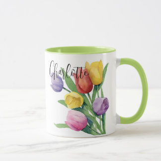 Watercolor Spring Tulips Mug