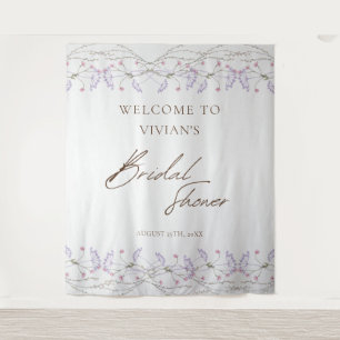 Watercolor Spring Wildflower Bridal Shower Welcome Tapestry
