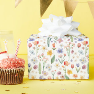Watercolor Spring Wildflower Garden Wrapping Paper