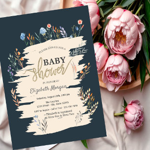 Watercolor Spring Wildflower Meadow Baby Shower Invitation
